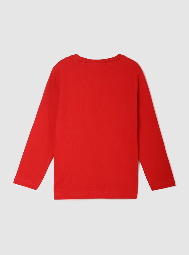 Boys Typographic Print Full Sleeves T-shirt