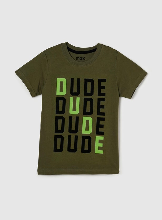 Boys Typographic Printed Crew Neck T-shirt