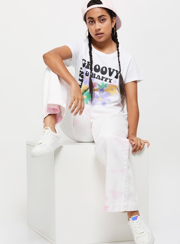 Girls Graphic Printed Short Sleeve T-shirt
