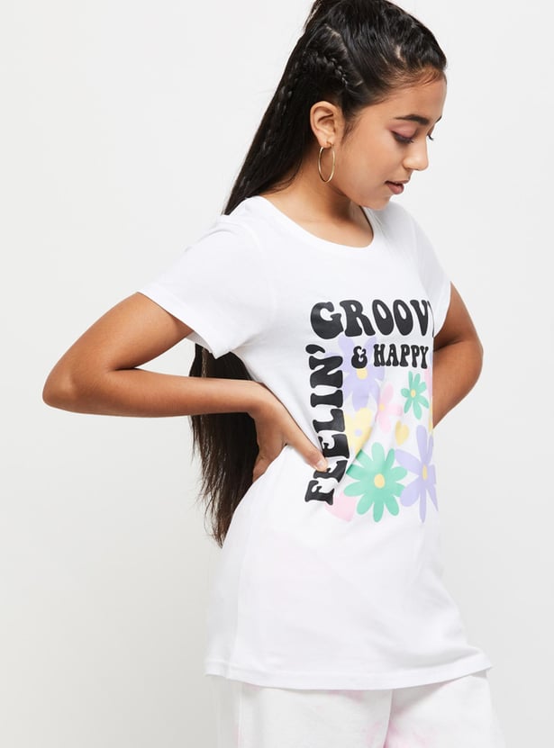 Girls Graphic Printed Short Sleeve T-shirt