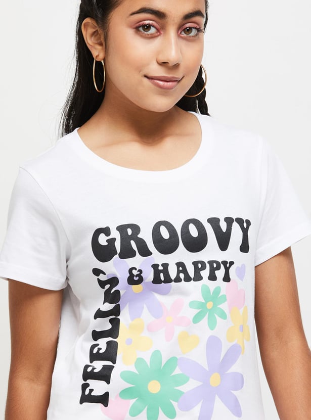 Girls Graphic Printed Short Sleeve T-shirt