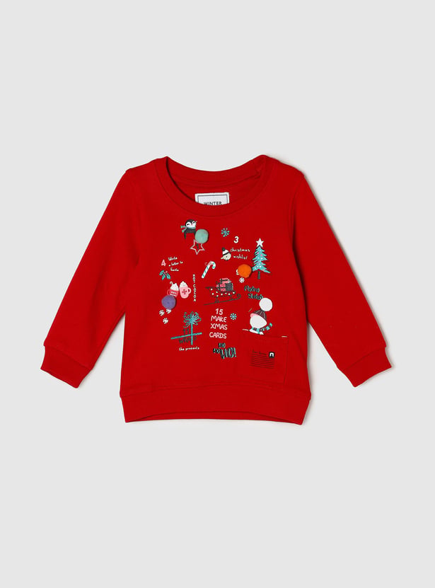 Girls Printed Round Neck Sweatshirt
