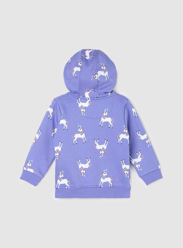 Girls Unicorn Printed Hooded Sweatshirt