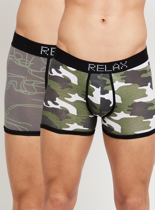 Men Printed Trunks - Set of 2