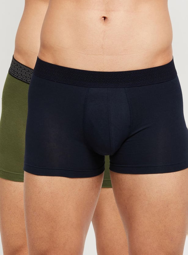 Men Solid Trunks - Pack Of 2