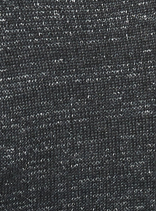 Women Textured Full Sleeves Knitted Midi Dress