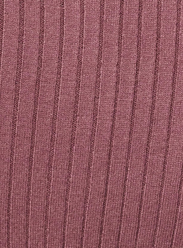 Women Rib Knit Collared Top