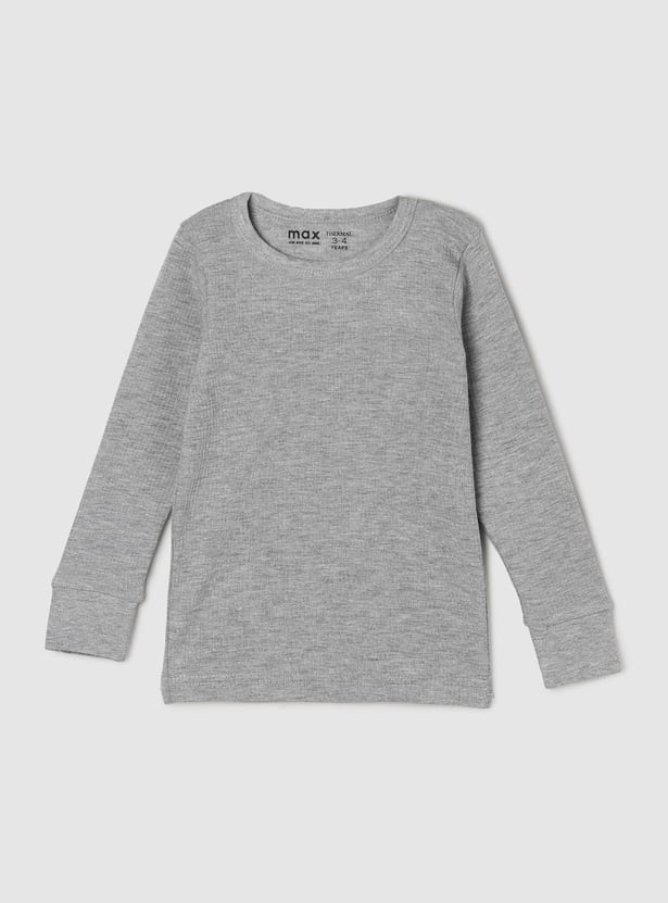Boys Solid Full Sleeves Crew Neck Thermal T-shirt