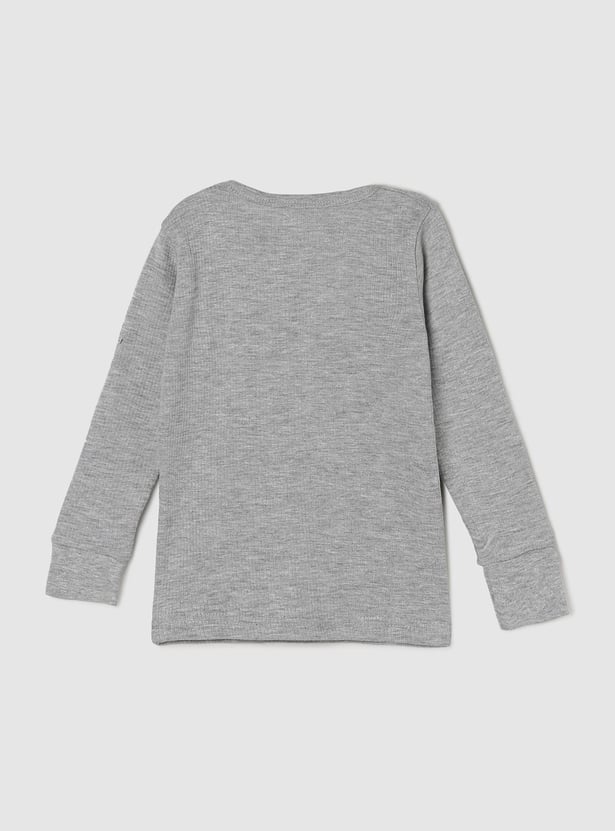 Boys Solid Full Sleeves Crew Neck Thermal T-shirt