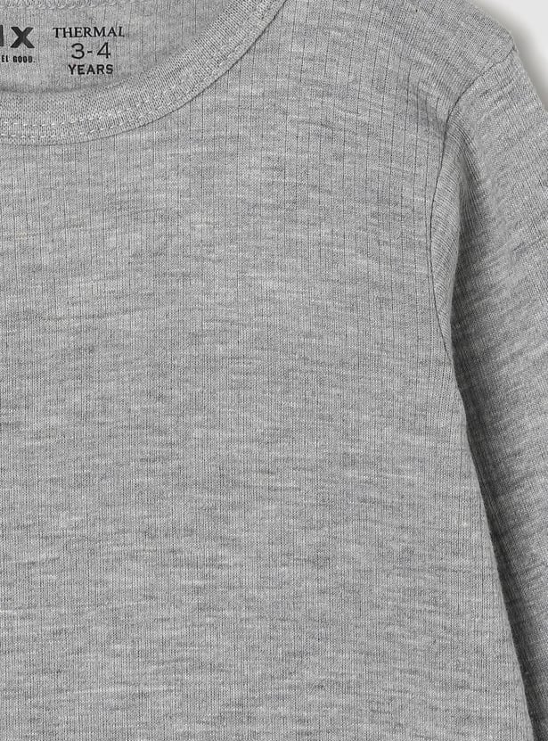 Boys Solid Full Sleeves Crew Neck Thermal T-shirt
