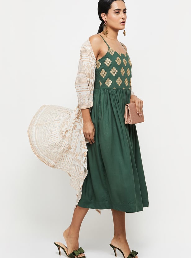Women Sequin Embellished Sleeveless Midi Dress