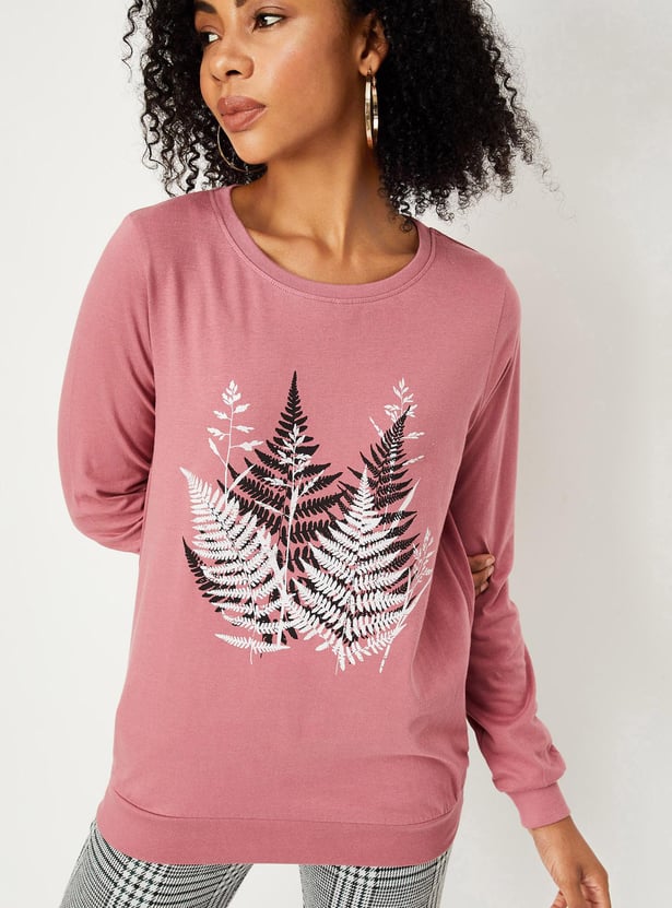 Women Printed Round Neck Sweatshirt