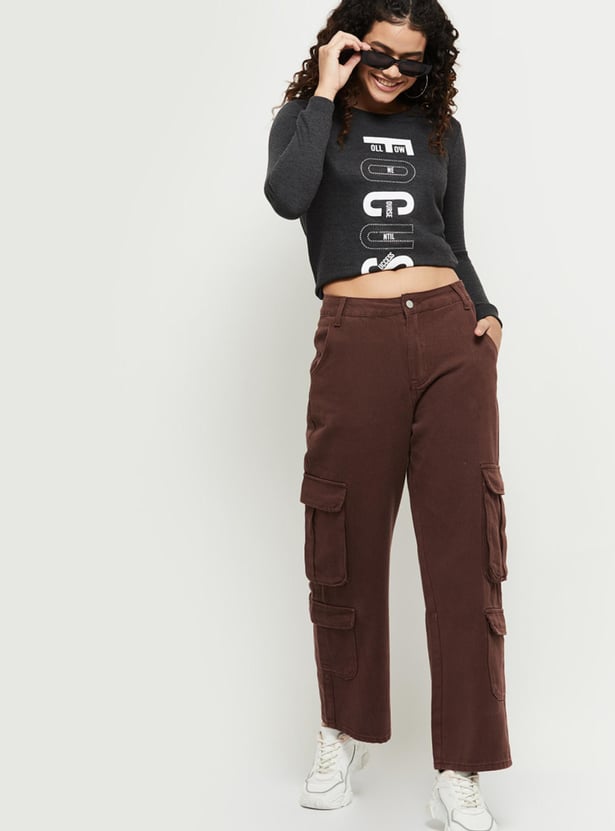 Women Typographic Printed Round Neck Sweatshirt