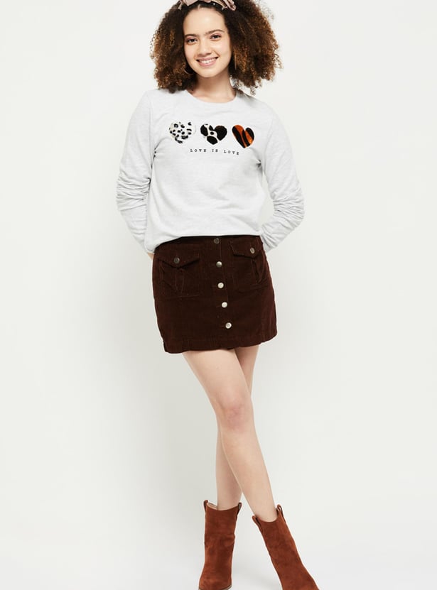 Women Printed Round Neck Sweatshirt