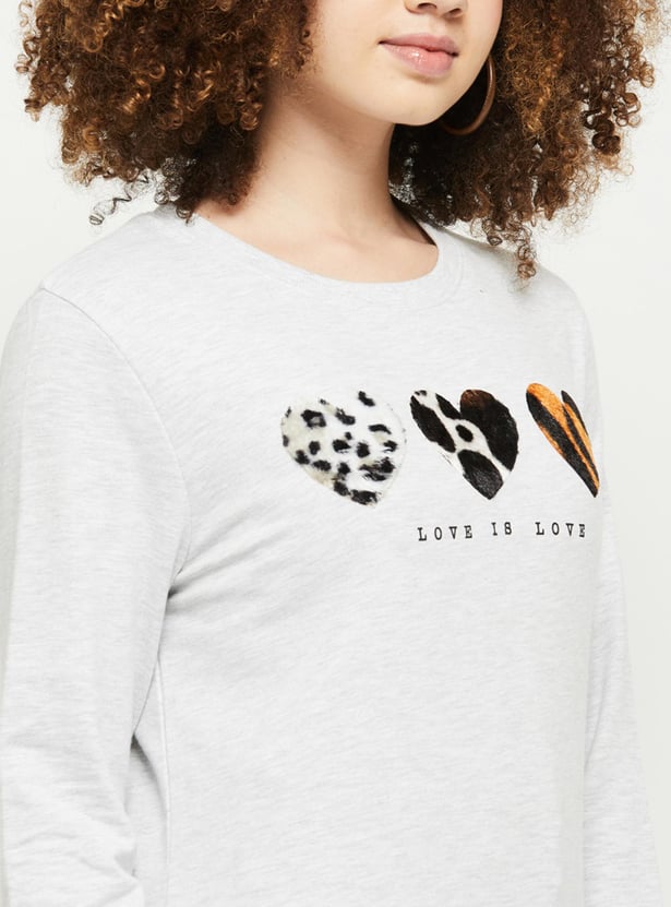 Women Printed Round Neck Sweatshirt