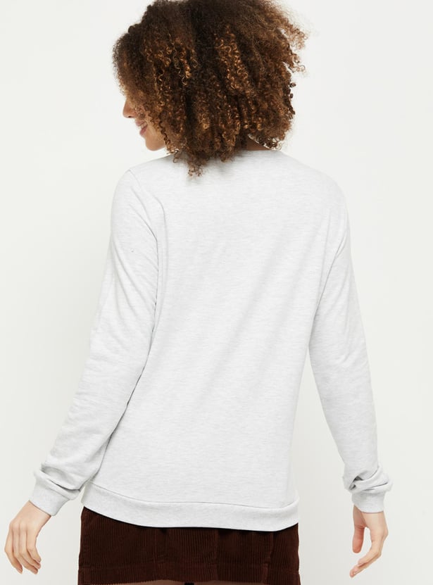 Women Printed Round Neck Sweatshirt