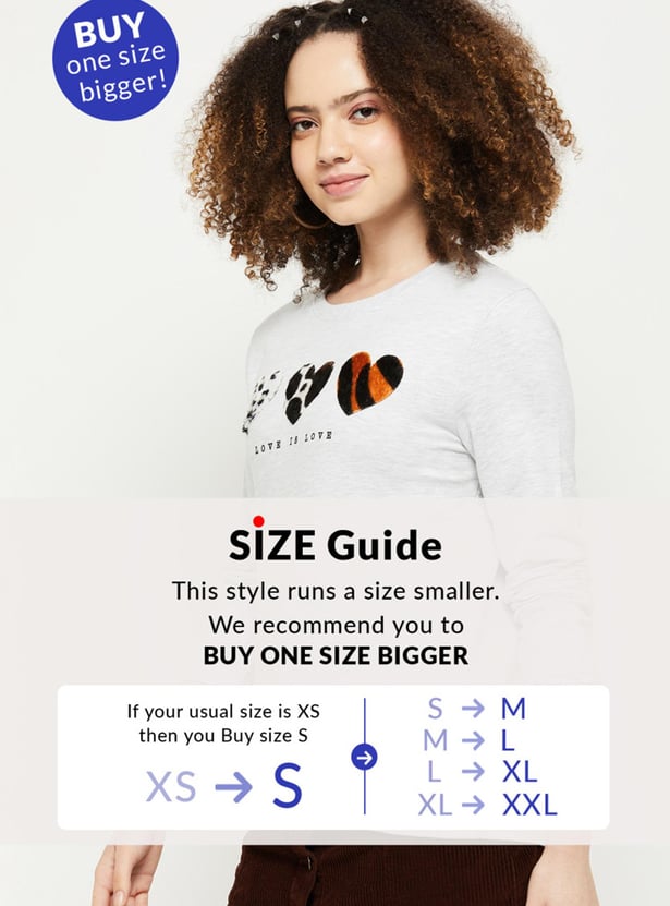 Women Printed Round Neck Sweatshirt