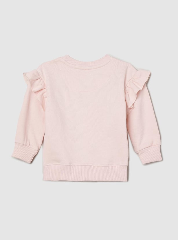 Girls Applique-Detailed Ruffled Sweatshirt