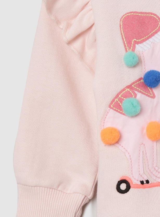 Girls Applique-Detailed Ruffled Sweatshirt