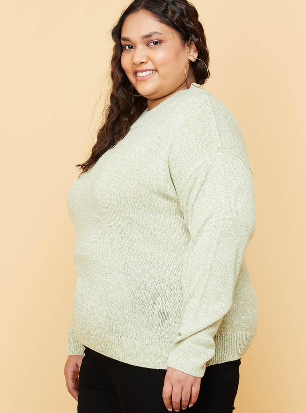 Women Textured High Neck Crop Sweater