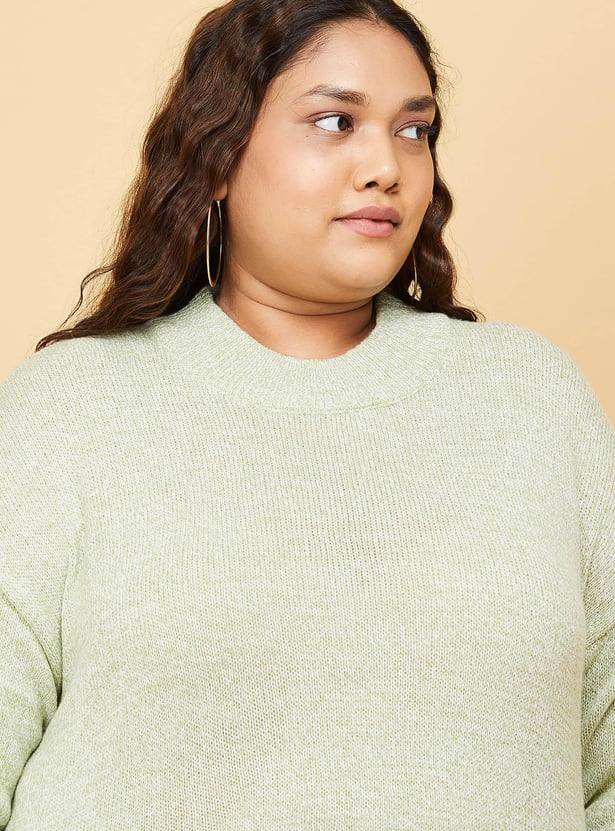 Women Textured High Neck Crop Sweater