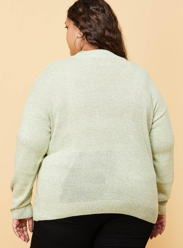 Women Textured High Neck Crop Sweater