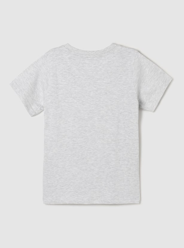 Boys Superman Print Round Neck T-shirt