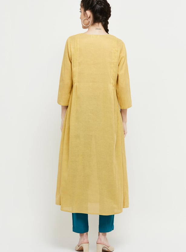 Women Embroidered V-Neck A-Line Kurta
