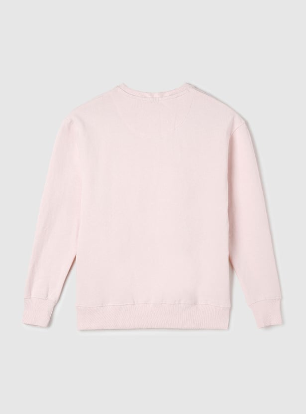 Girls Appliqued Round Neck Sweatshirt
