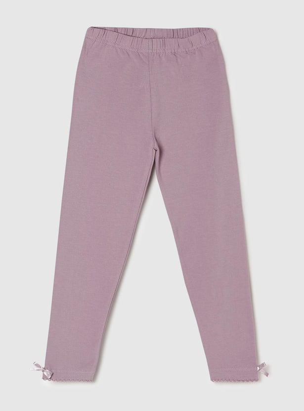Girls Solid Elasticated Leggings