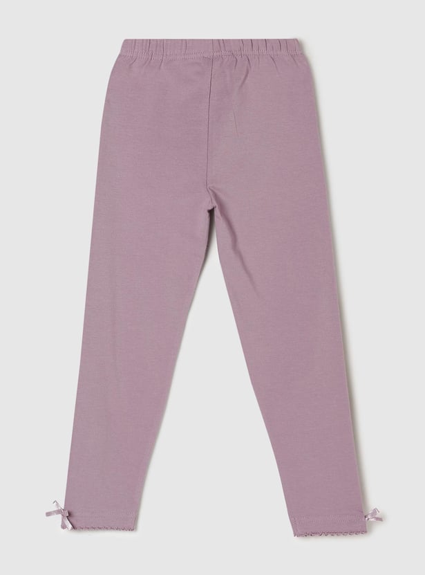 Girls Solid Elasticated Leggings