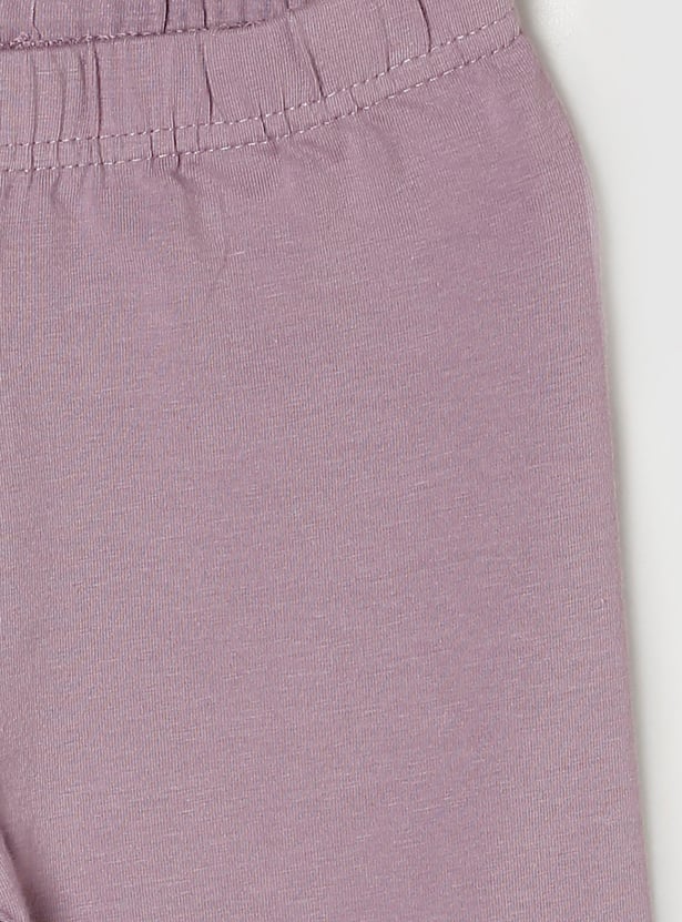 Girls Solid Elasticated Leggings