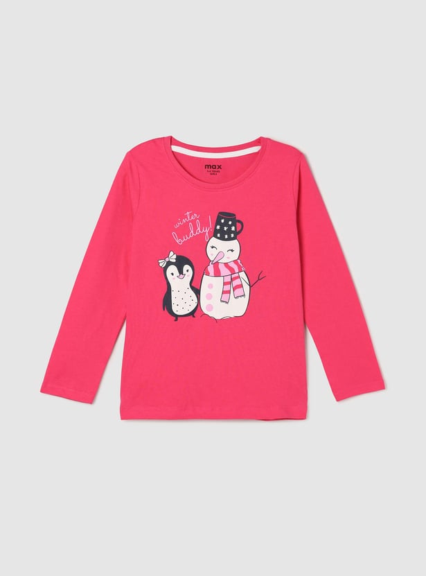 Girls Graphic Print Full Sleeves Top