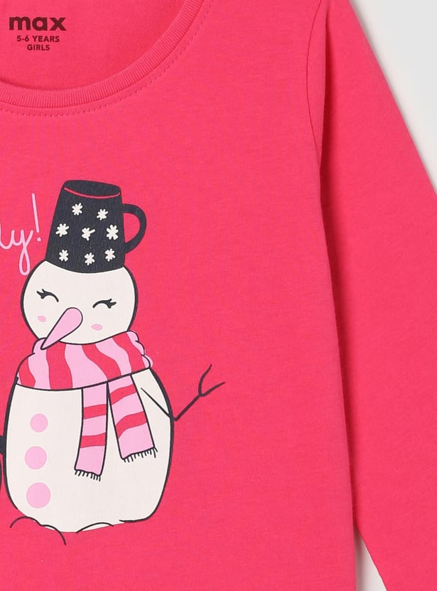 Girls Graphic Print Full Sleeves Top