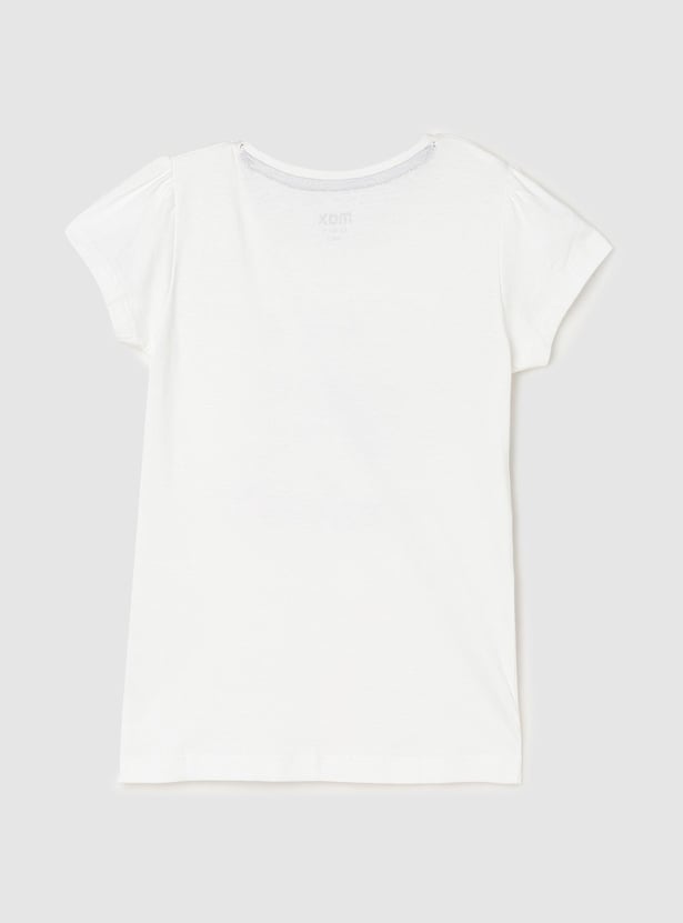 Girls Pure Cotton Typographic Printed T-shirt