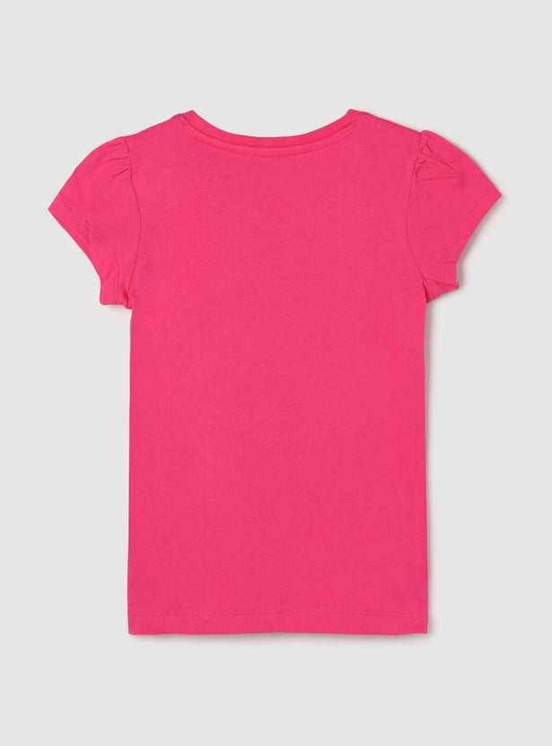 Girls Pure Cotton Graphic Print T-Shirt