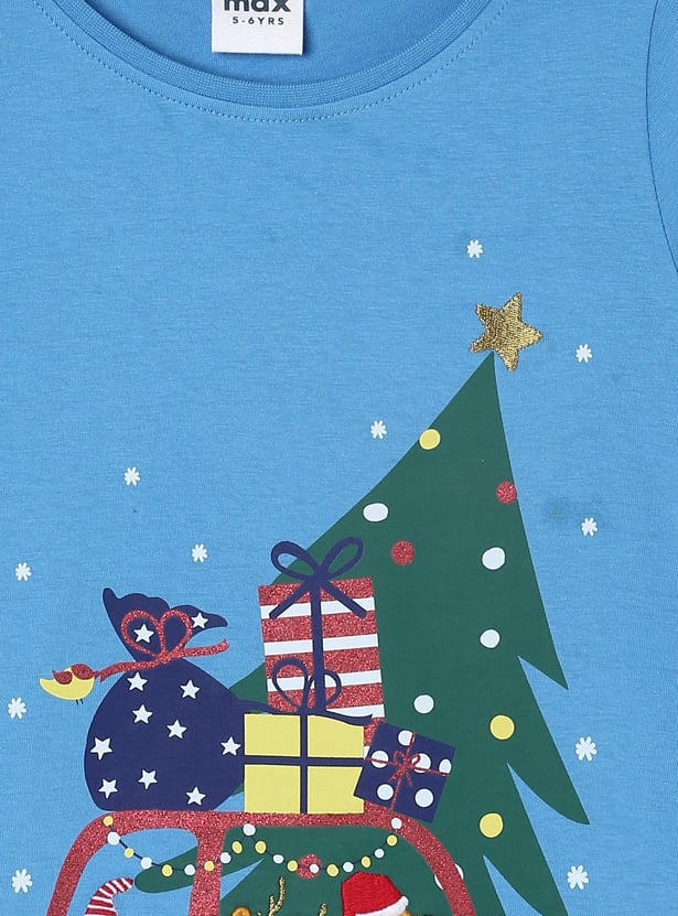 Girls Graphic Printed Round Neck T-shirt