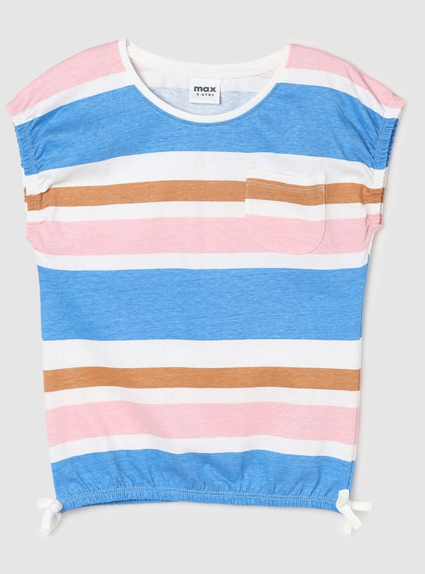 Girls Striped Extended Sleeve Top