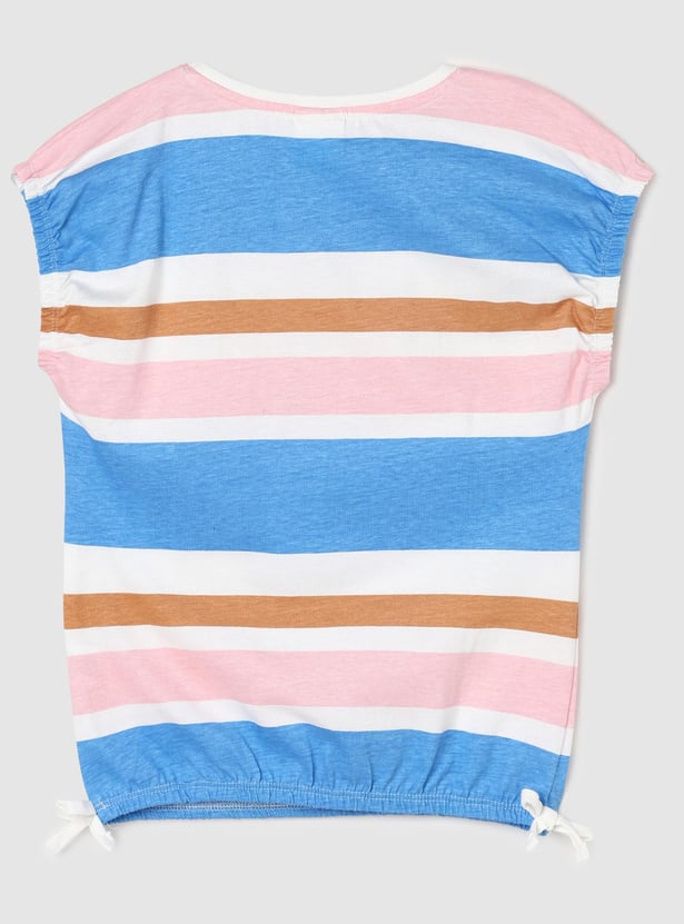 Girls Striped Extended Sleeve Top