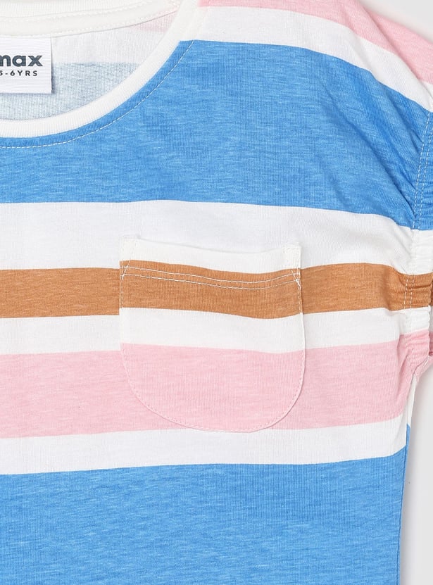 Girls Striped Extended Sleeve Top