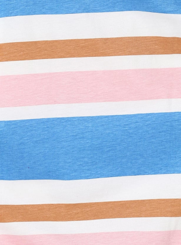 Girls Striped Extended Sleeve Top