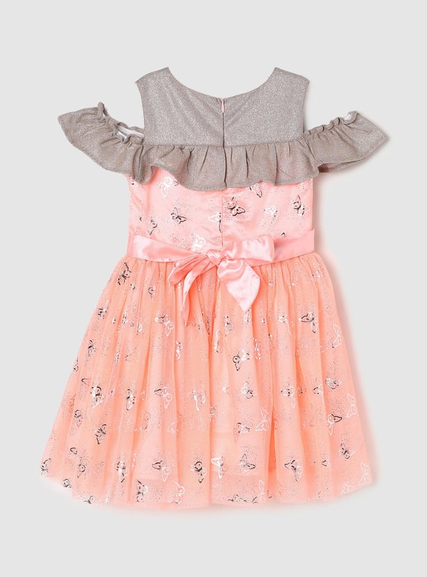 Girls Printed Round Neck A-Line Dress