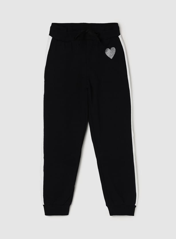 Girls Solid Elasticated Casual Knit Joggers