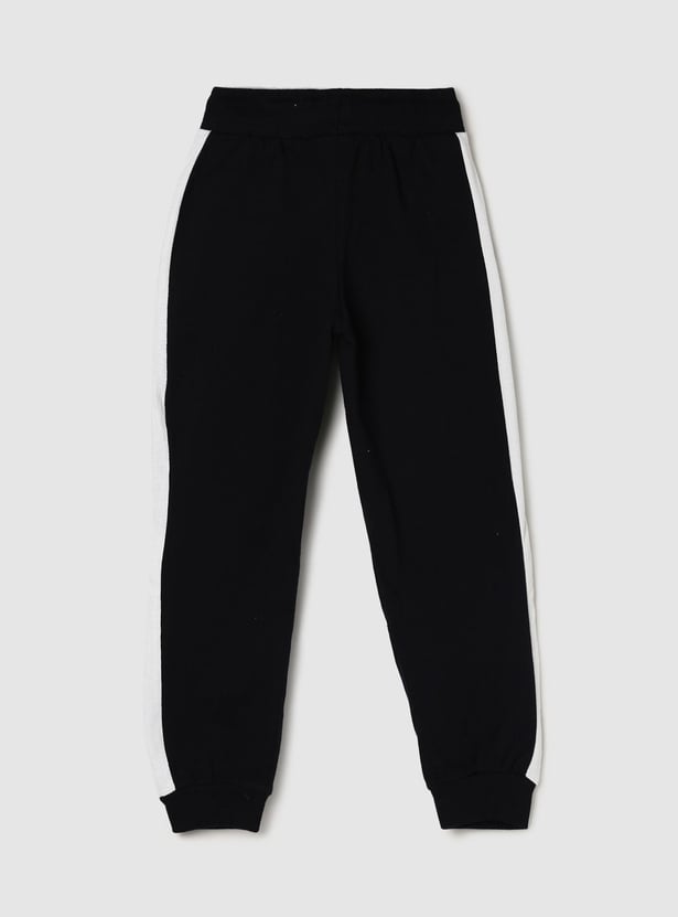 Girls Solid Elasticated Casual Knit Joggers