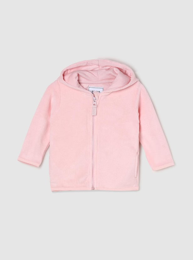 Girls Solid Hooded Sweatshirt with Pyjamas