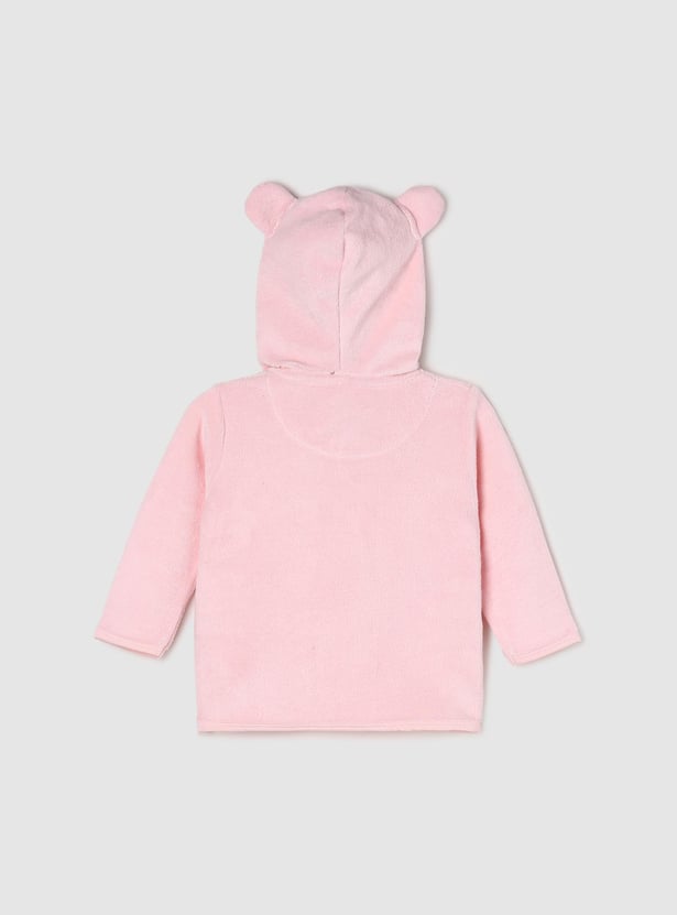 Girls Solid Hooded Sweatshirt with Pyjamas