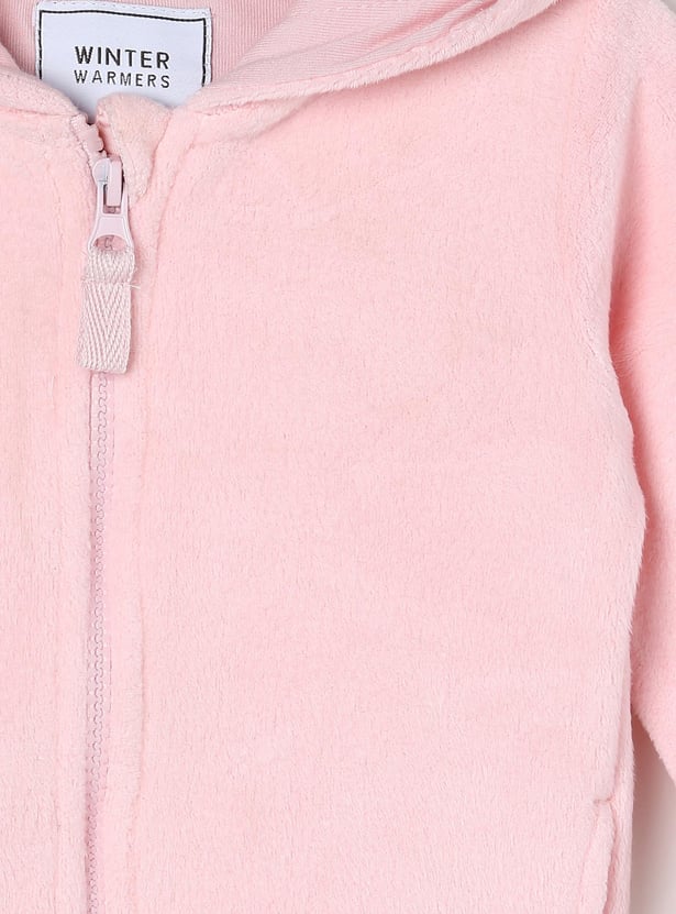 Girls Solid Hooded Sweatshirt with Pyjamas