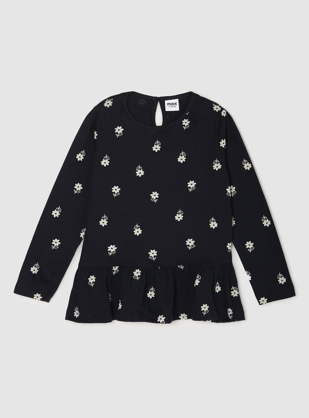 Girls Printed Full Sleeves Full Sleeves Peplum Top