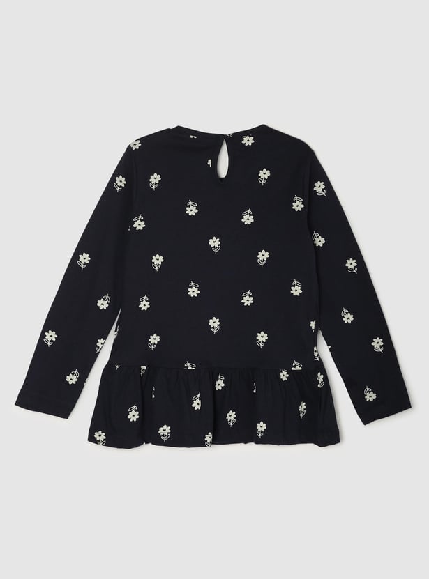 Girls Printed Full Sleeves Full Sleeves Peplum Top