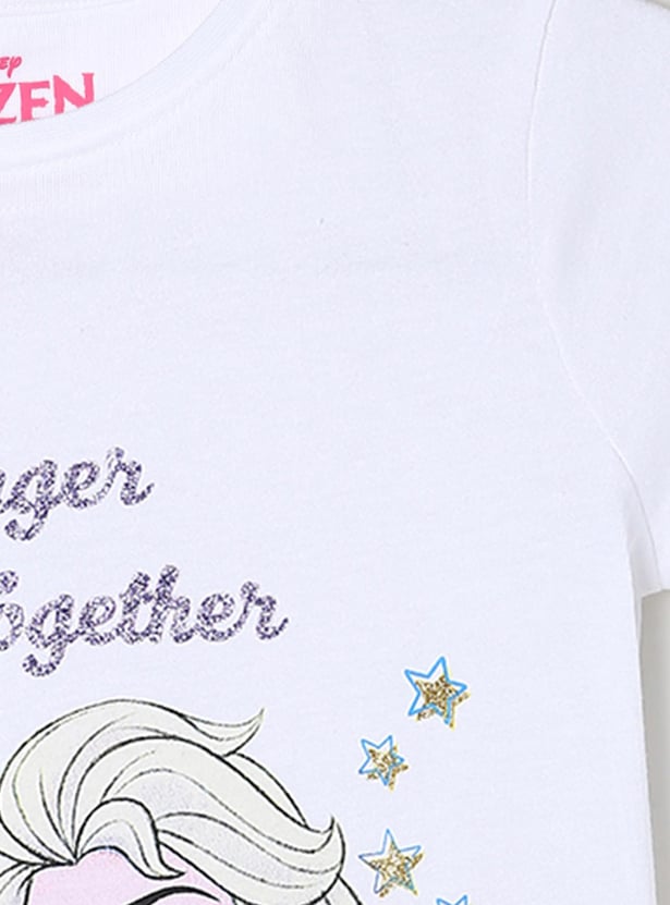 Girls Frozen Printed Short Sleeve T-shirt